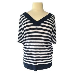 Lane Bryant - Navy & White Striped Lightweight Sweater Top - Plus Size 1…